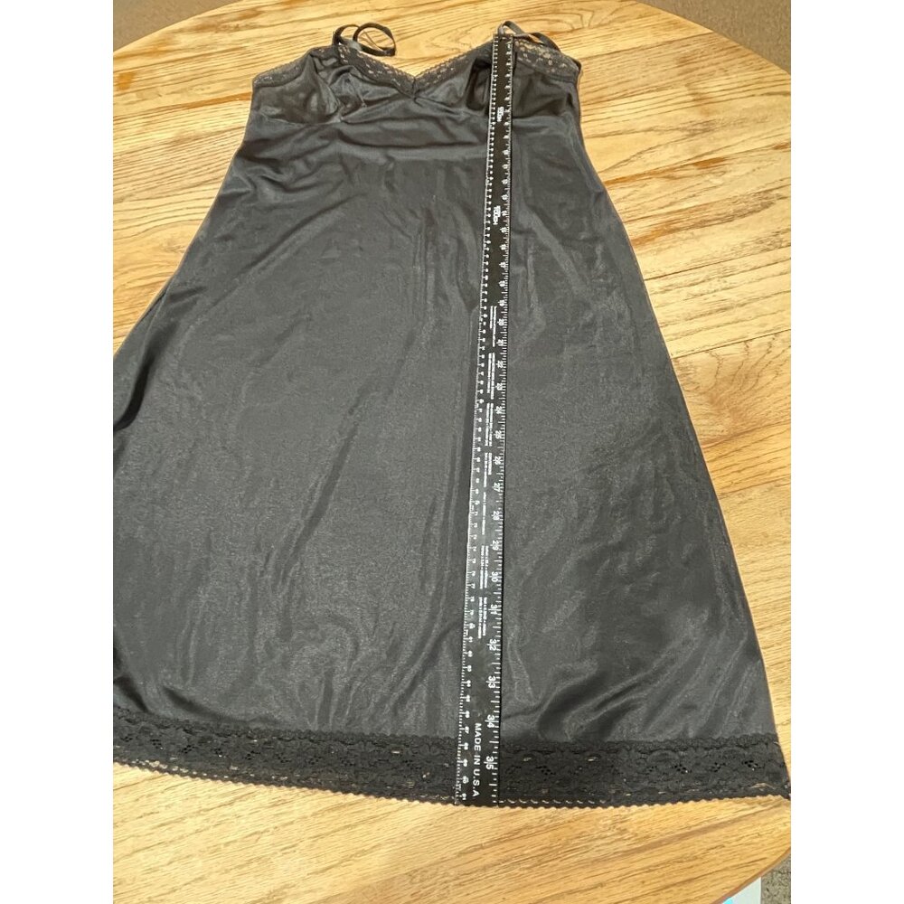 Vtg Vanity Fair Slip Dress Womens 38 26" Black with Lace Trim Nylon Made in USA - Picture 6 of 6